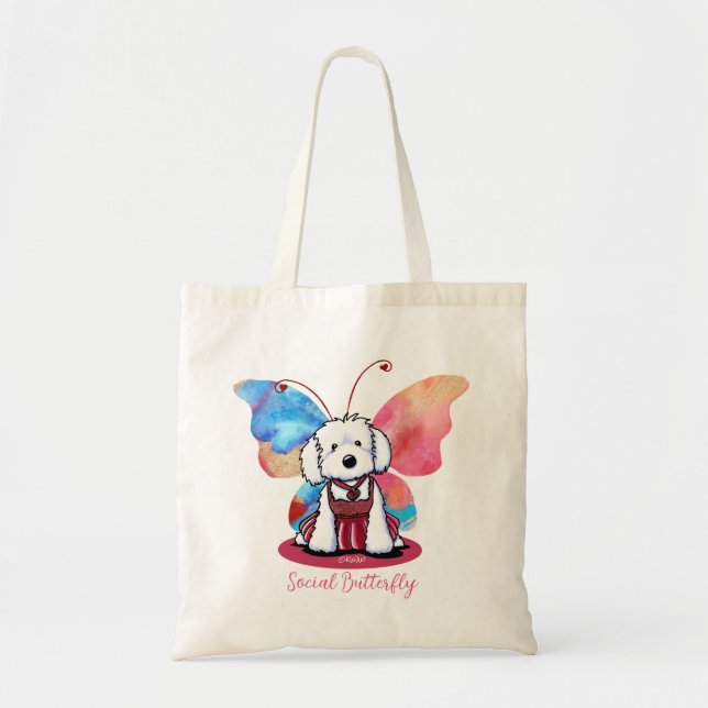 Bolso De Tela Mariposa maltesa de KiniArt (Frente)