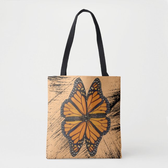 Bolso De Tela Mariposa monarca de flores (Anverso)