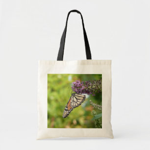 Bolso De Tela Mariposa Monarca en Arbusto de Mariposas Púrpura