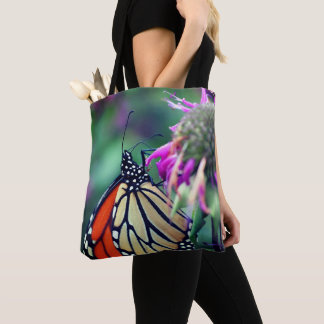 Bolso De Tela Mariposa monarca en flor de cierre