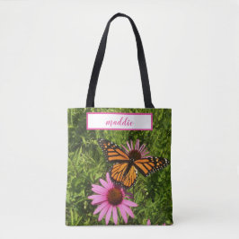 Bolso De Tela Mariposa monarca en la flor de cono de Echinacea