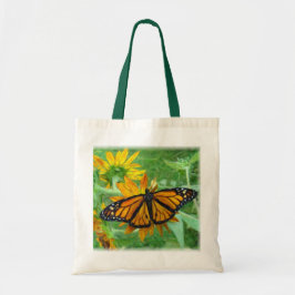 Bolso De Tela Mariposa monarca y girasoles