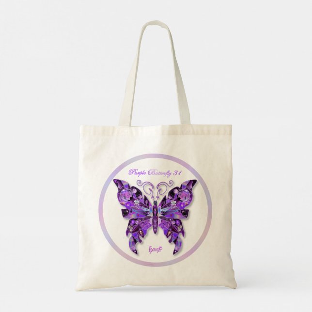 Bolso De Tela Mariposa morada 31 (Reverso)