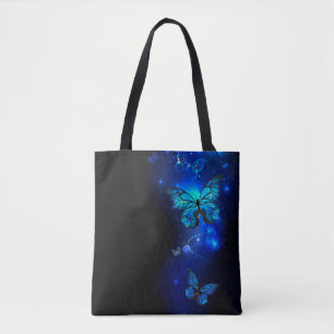 Bolso De Tela Mariposa morfo en el fondo oscuro