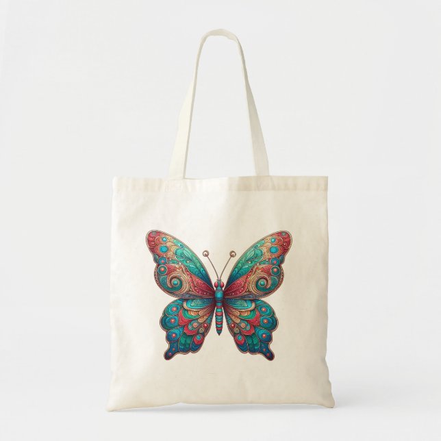 Bolso De Tela Mariposa Multicolor (Frente)