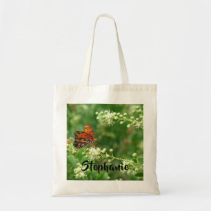 Bolso De Tela Mariposa naranja con nombre personalizado Algodón