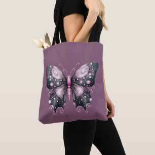 Bolso De Tela Mariposa Negra y Rosa de Halloween