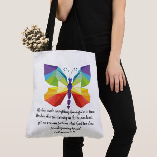 Bolso De Tela Mariposa pintada con verso de Eclesiastes 3:11