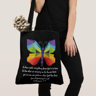 Bolso De Tela Mariposa pintada con verso de Eclesiastes 3:11