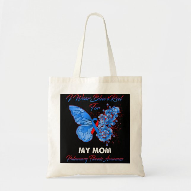 Bolso De Tela Mariposa Que Uso Azul Y Rojo Para Mi Mamá Pulmonar (Frente)