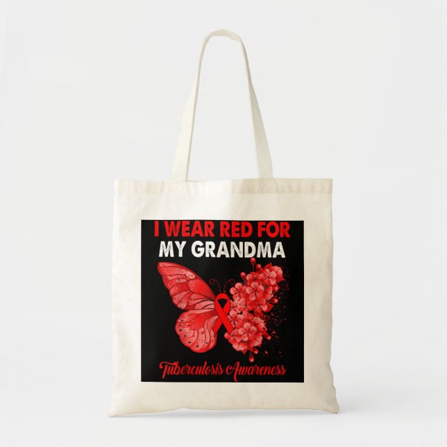 Bolso De Tela Mariposa Que Uso Rojo Para Mi Abuela Tuberculosis  (Frente)