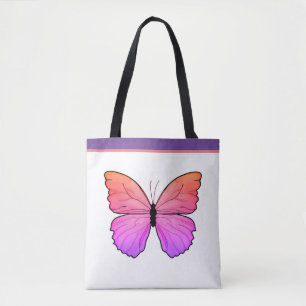 Bolso De Tela Mariposa rosa con nombre