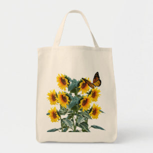 Bolso De Tela Mariposa y girasoles amarillos Algodón