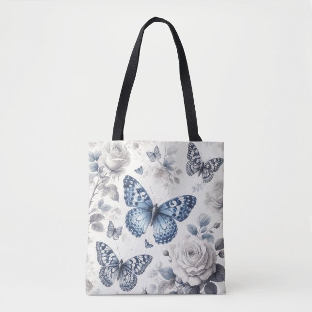 Bolso De Tela Mariposa y rosas (Anverso)