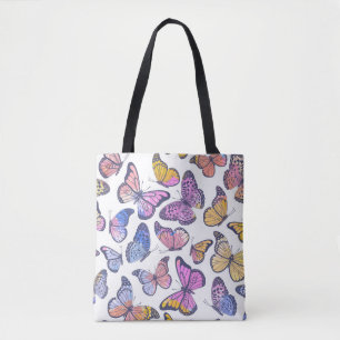 Bolso De Tela Mariposas acuarelas: Patrón de cosecha Pastel.