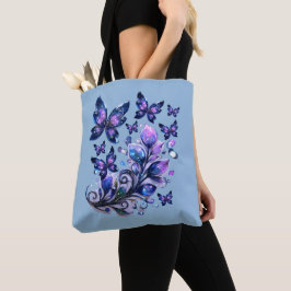 Bolso De Tela Mariposas Azules de Destello Cósmico