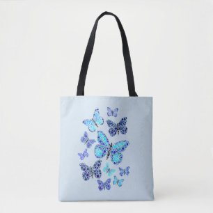 Bolso De Tela Mariposas azules en puntos