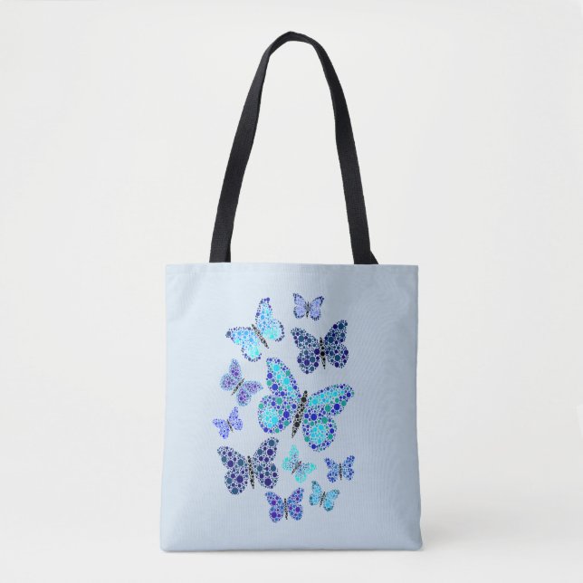 Bolso De Tela Mariposas azules en puntos (Anverso)
