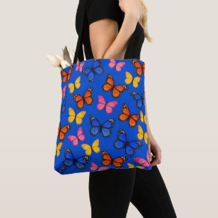 Bolso De Tela Mariposas Azules Vibrantes