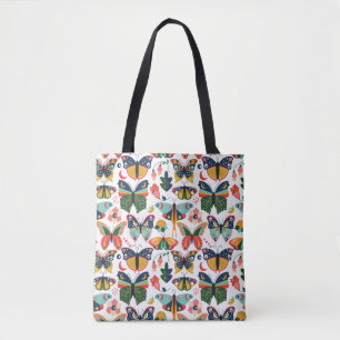 Bolso De Tela Mariposas Boho: Patrón de papel tapiz sin costura.