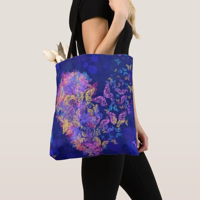 Bolso De Tela Mariposas cardíacas Tote Bag (Detalle)
