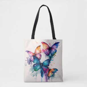 Bolso De Tela Mariposas Coloridas Abstract Watercolor