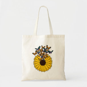 Bolso De Tela Mariposas con girasol