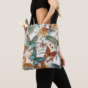 Bolso De Tela MARIPOSAS DE ARTE DE naranja Y TURQUÍA DE BONITO