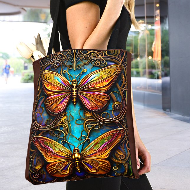 Bolso De Tela Mariposas de bronce en Aqua Blue (Subido por el creador)