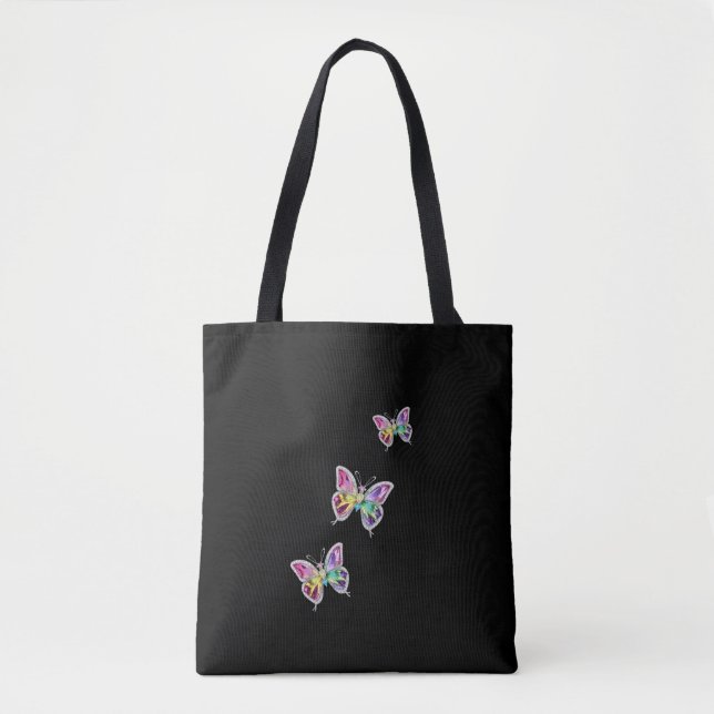 Bolso De Tela Mariposas de cristal de arcoiris joyas (Anverso)