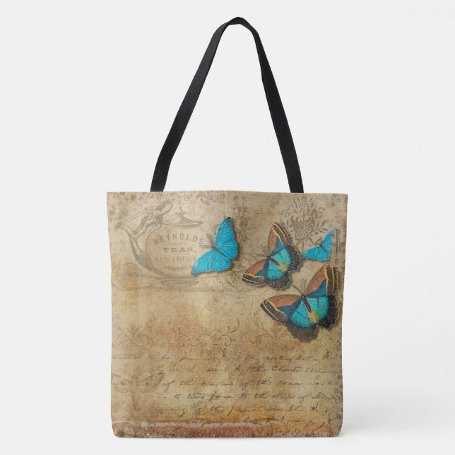 Bolso De Tela Mariposas de época (Anverso)