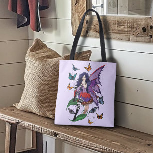 Bolso De Tela Mariposas de hongos morados