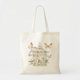 Bolso De Tela Mariposas de melocotón Jaula Floral
