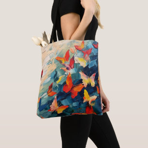 Bolso De Tela Mariposas en Movimiento – Vuelo Abstracto Expresiv