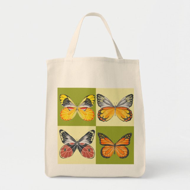 Bolso De Tela Mariposas en un Tote de compras (Frente)