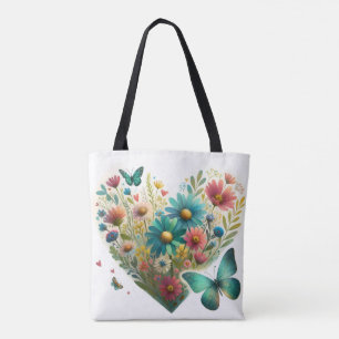 Bolso De Tela Mariposas Flor Silvestre Susurrante Botánica