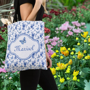 Bolso De Tela Mariposas Flores Chinoiserie Personalizadas