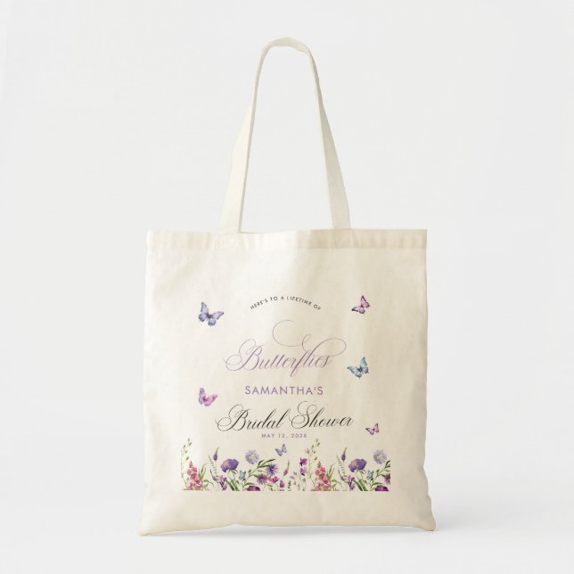 Bolso De Tela Mariposas modernas Flores salvajes Ducha nupcial (Frente)