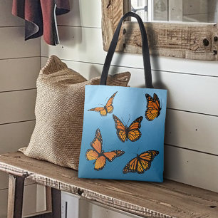 Bolso De Tela Mariposas monarca azul Ombre