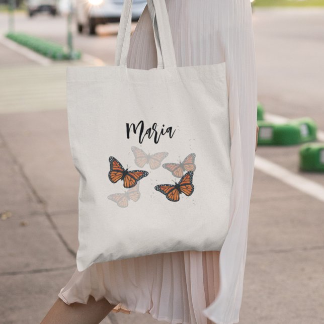 Bolso De Tela Mariposas monarcas simples y personalizadas (Monarch butterfly personalized tote bag. )