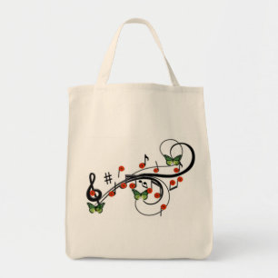 Bolso De Tela Mariposas musicales verdes
