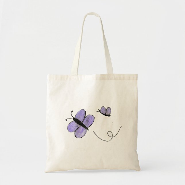 Bolso De Tela Mariposas púrpuras (Frente)