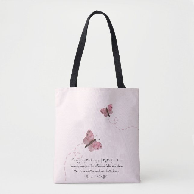 Bolso De Tela Mariposas rosadas (Anverso)