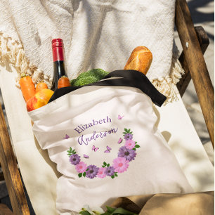 Bolso De Tela Mariposas rosas y púrpura