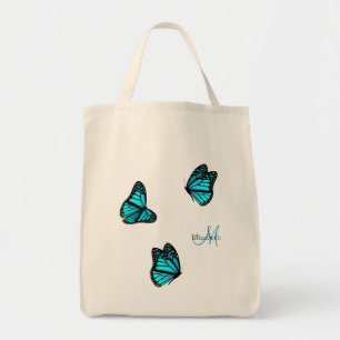 Bolso De Tela mariposas turquesas coqueteando sobre una brisa