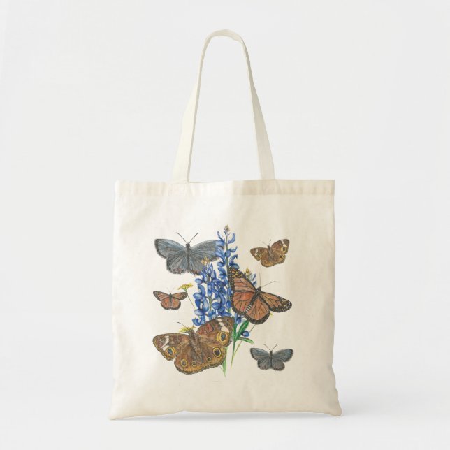 Bolso De Tela Mariposas y Bluebonnets (Frente)