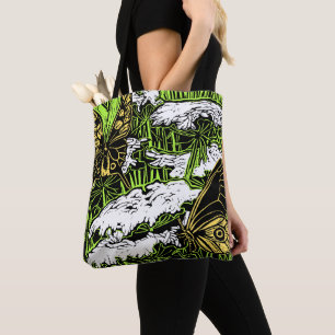 Bolso De Tela Mariposas y encaje de la Reina Ana