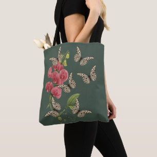 Bolso De Tela Mariposas y flor de guisante dulce