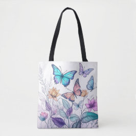 Bolso De Tela Mariposas y Florales