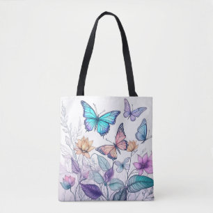 Bolso De Tela Mariposas y Florales